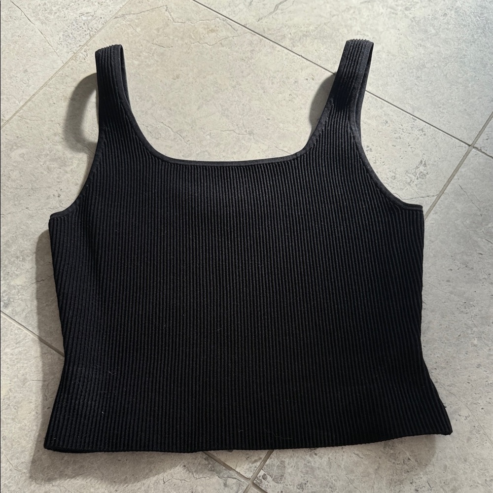 Babaton Black Ribbed Tank Top